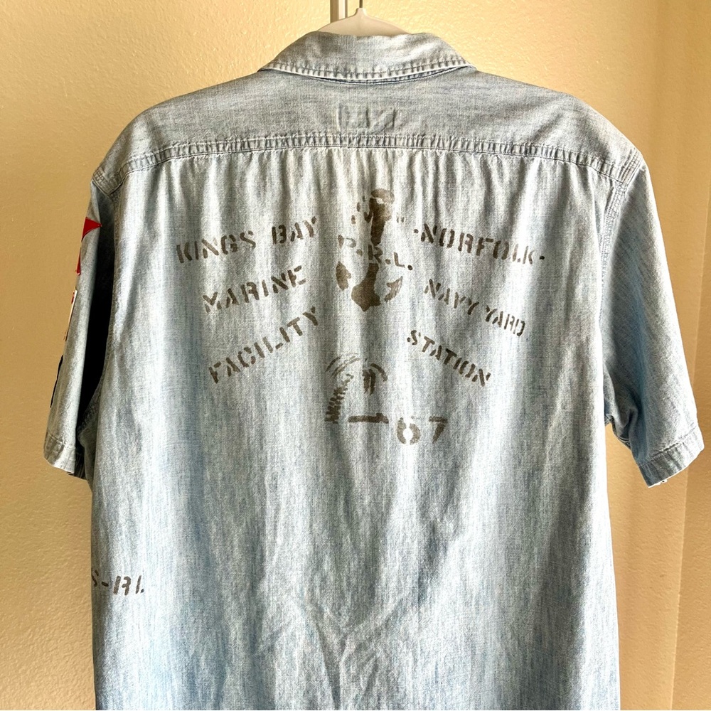 Polo Ralph Lauren Nautical Marine Chambray Work Shirt Size XL - Picture 6 of 15